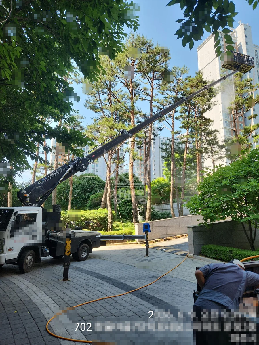 경기 파주시 동패동 3.5톤 스카이차 수목방제 작업사진 3