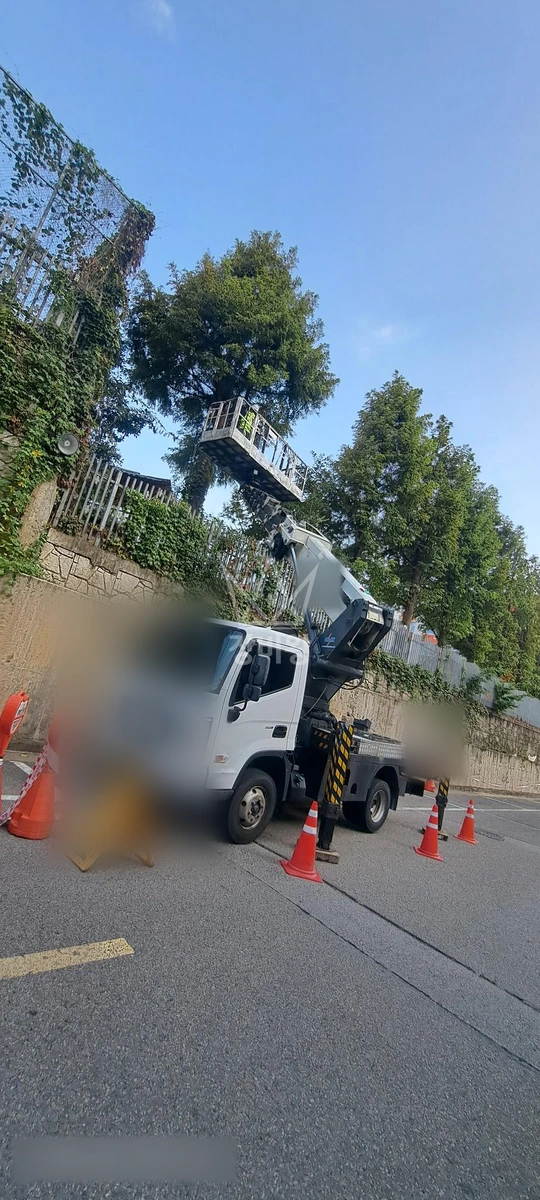인천 계양구 병방동 3.5톤 스카이차 학교 담장 키큰 나무 전지 작업사진 3