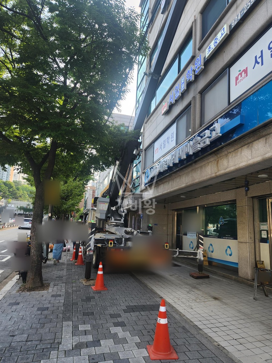 서울 성북구 보문동2가 3.5톤 스카이차 썬팅제거 작업사진 1