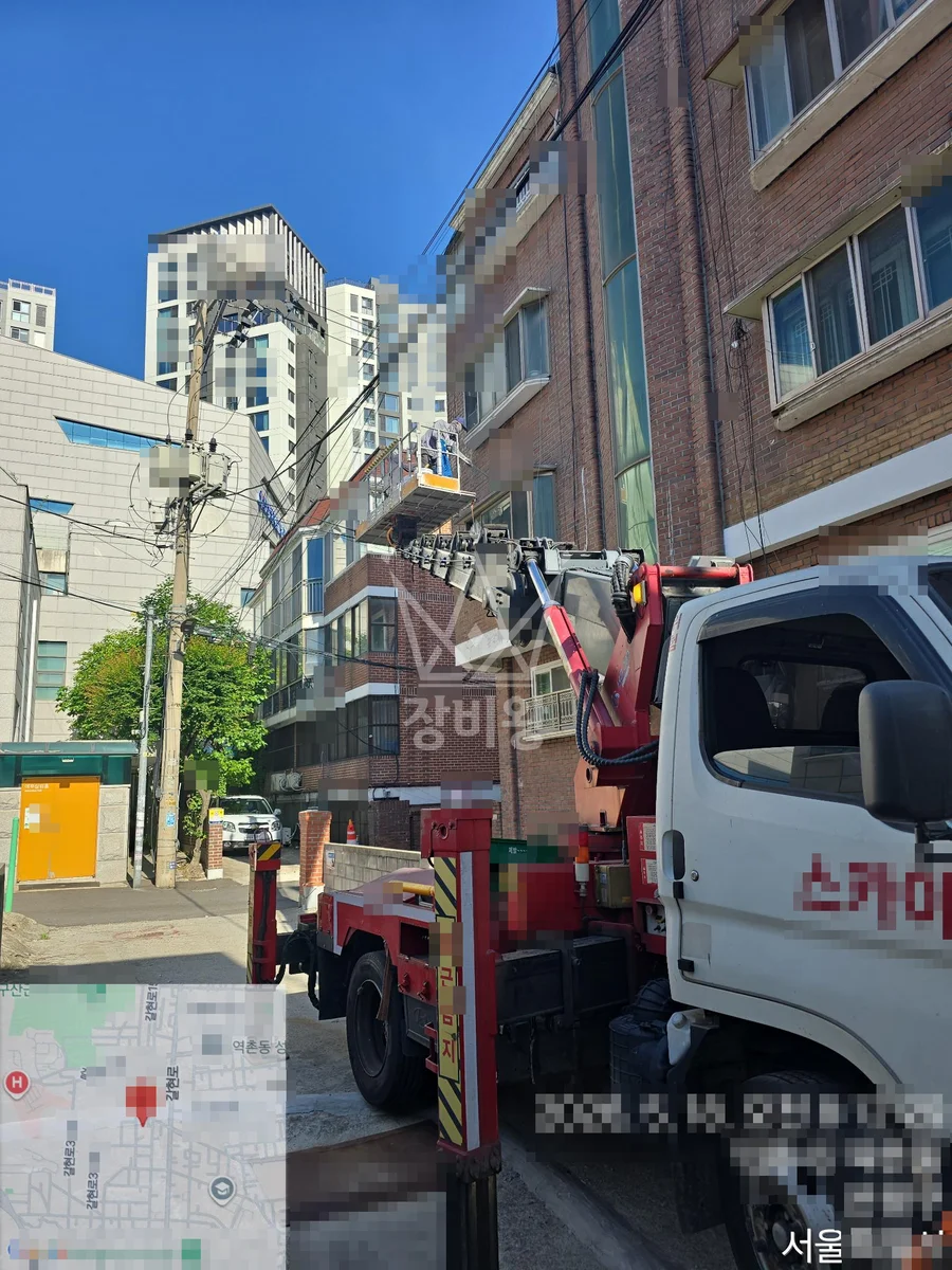 서울 은평구 역촌동 2.5톤 스카이차 조적벽 실리콘작업 작업사진 1