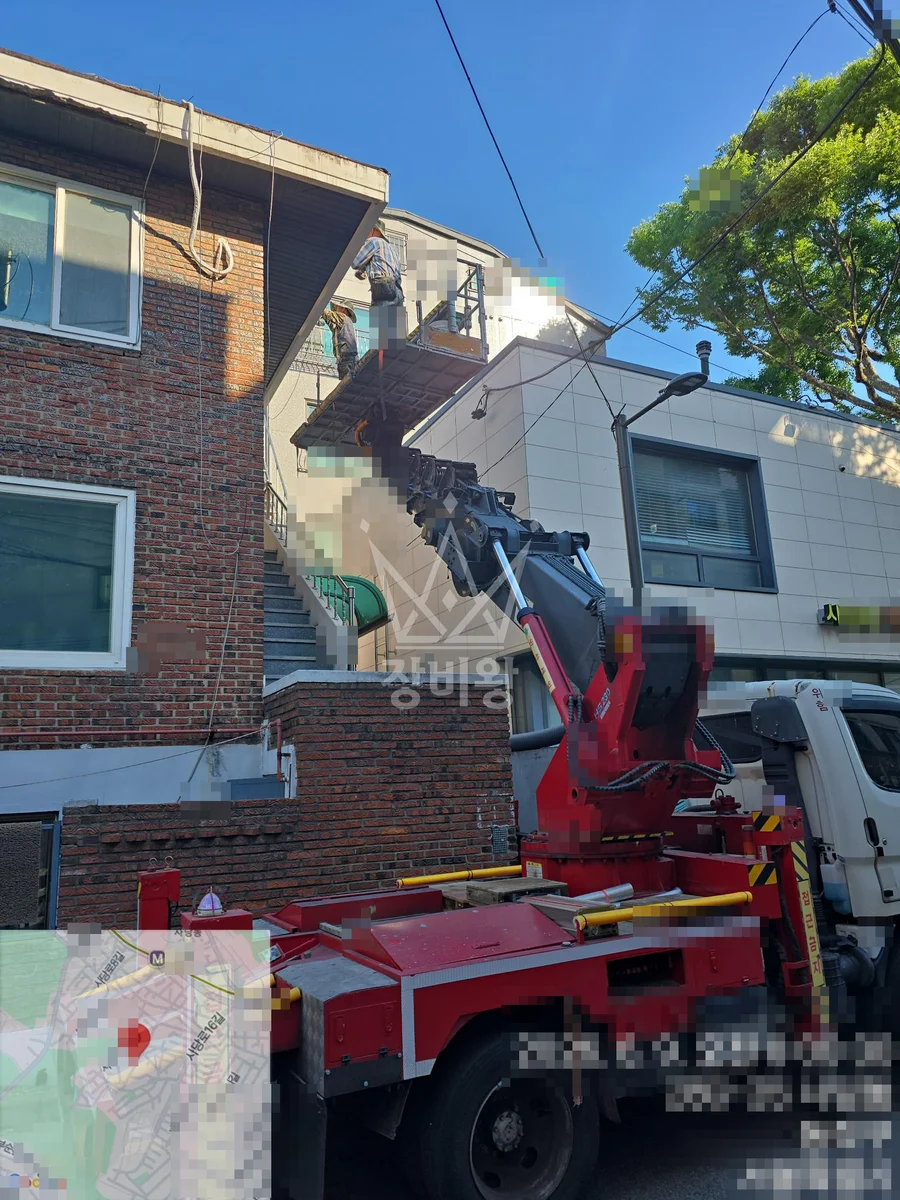 서울 동작구 사당동 2.5톤 스카이차 옥상층 처마작업 작업사진 2