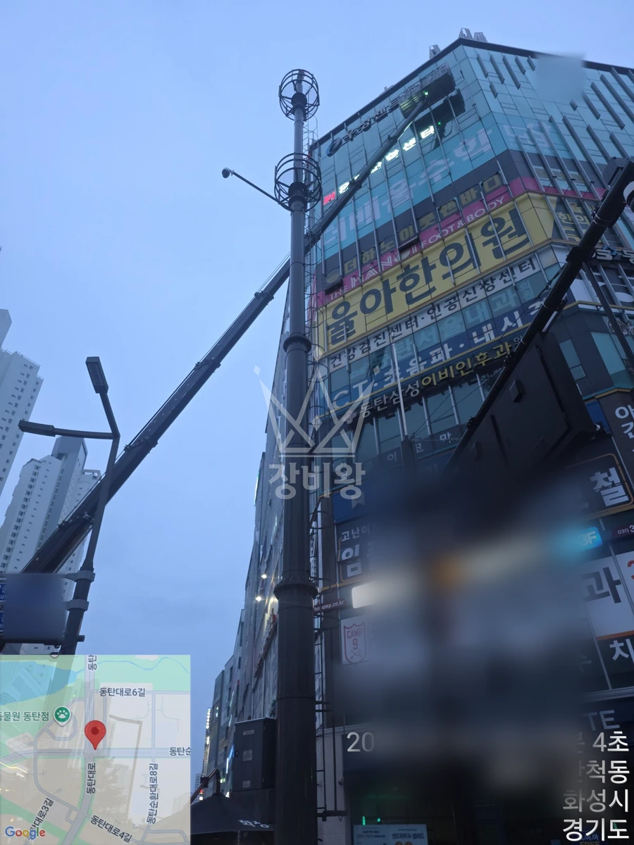경기 화성시 동탄구 산척동 17톤 스카이차 상가10층유리교체 작업사진 2