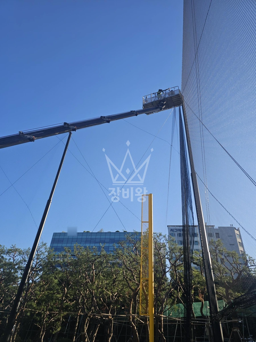 경기 성남시 분당구 수내동 5톤 스카이차 높이20미터 그물망 설치작업 작업사진 1