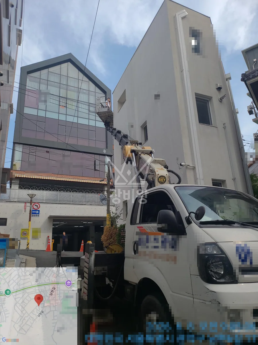 서울 관악구 남현동 1톤 스카이차 2층 외장페인트 작업사진 3