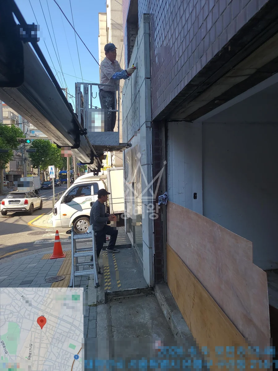 서울 은평구 구산동 1톤 스카이차 외벽 페인트 작업사진 2