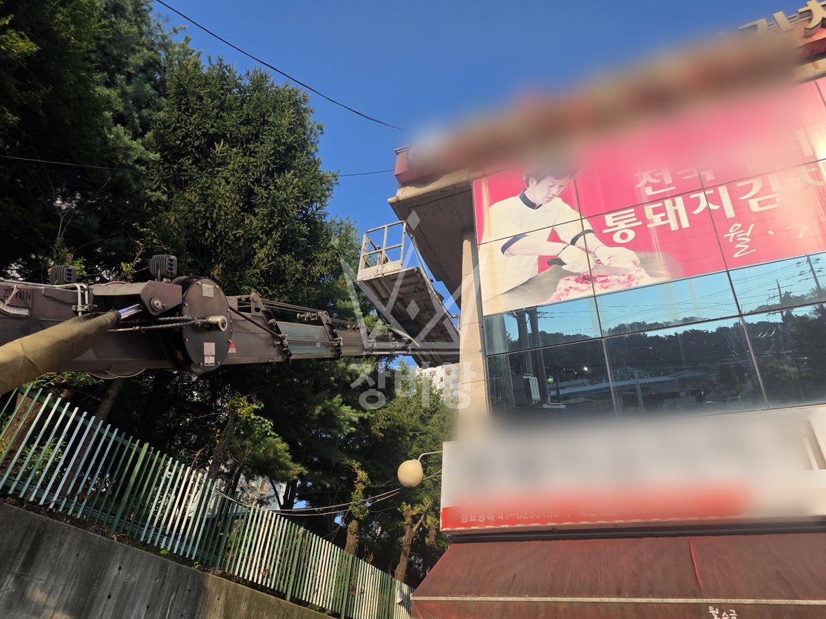경기 화성시 만세구 팔탄면 1톤 스카이차 발수제 작업 / 자재양중 작업완료사진 1