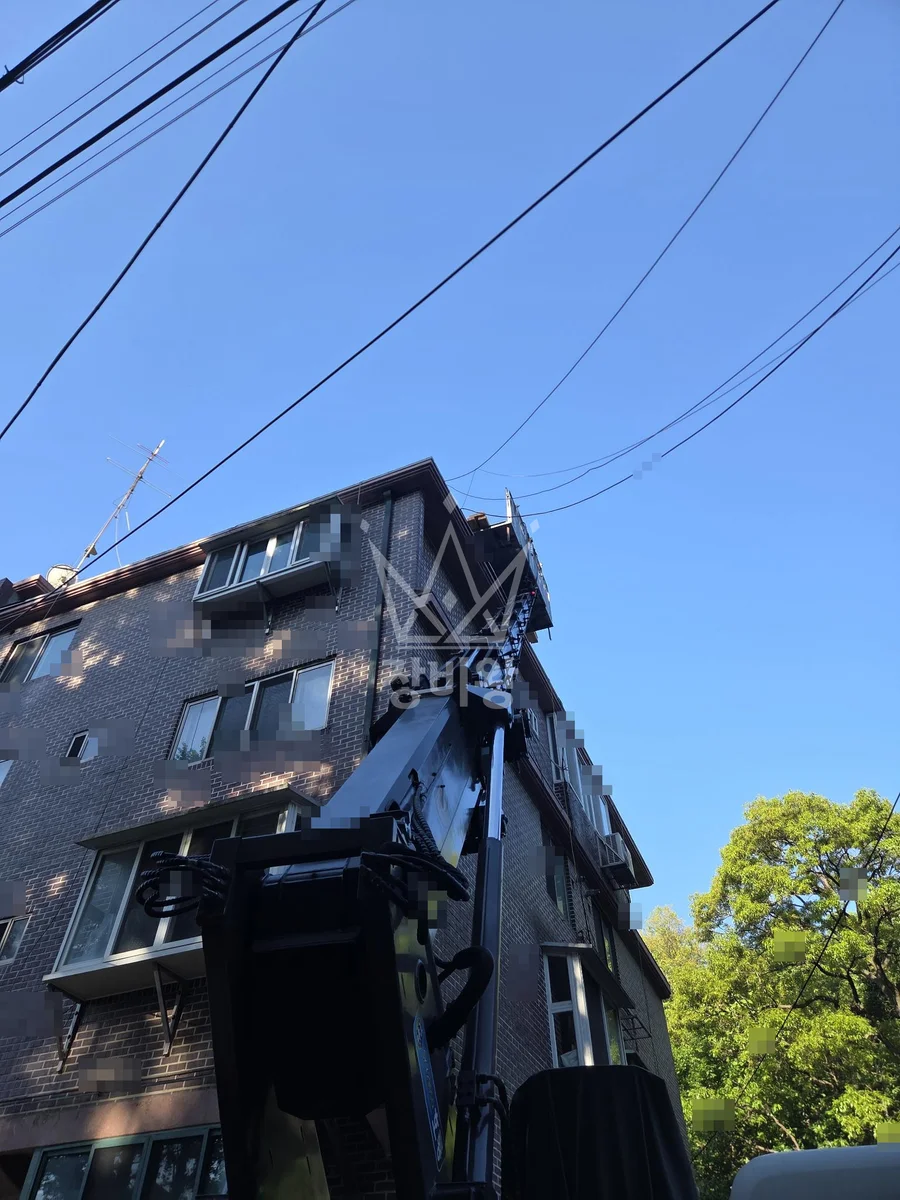 서울 도봉구 방학동 3.5톤 스카이차 지붕 갓도리 작업 작업사진 1